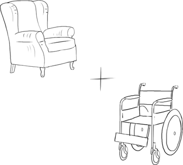 poltrona per disabili più sedia a rotelle